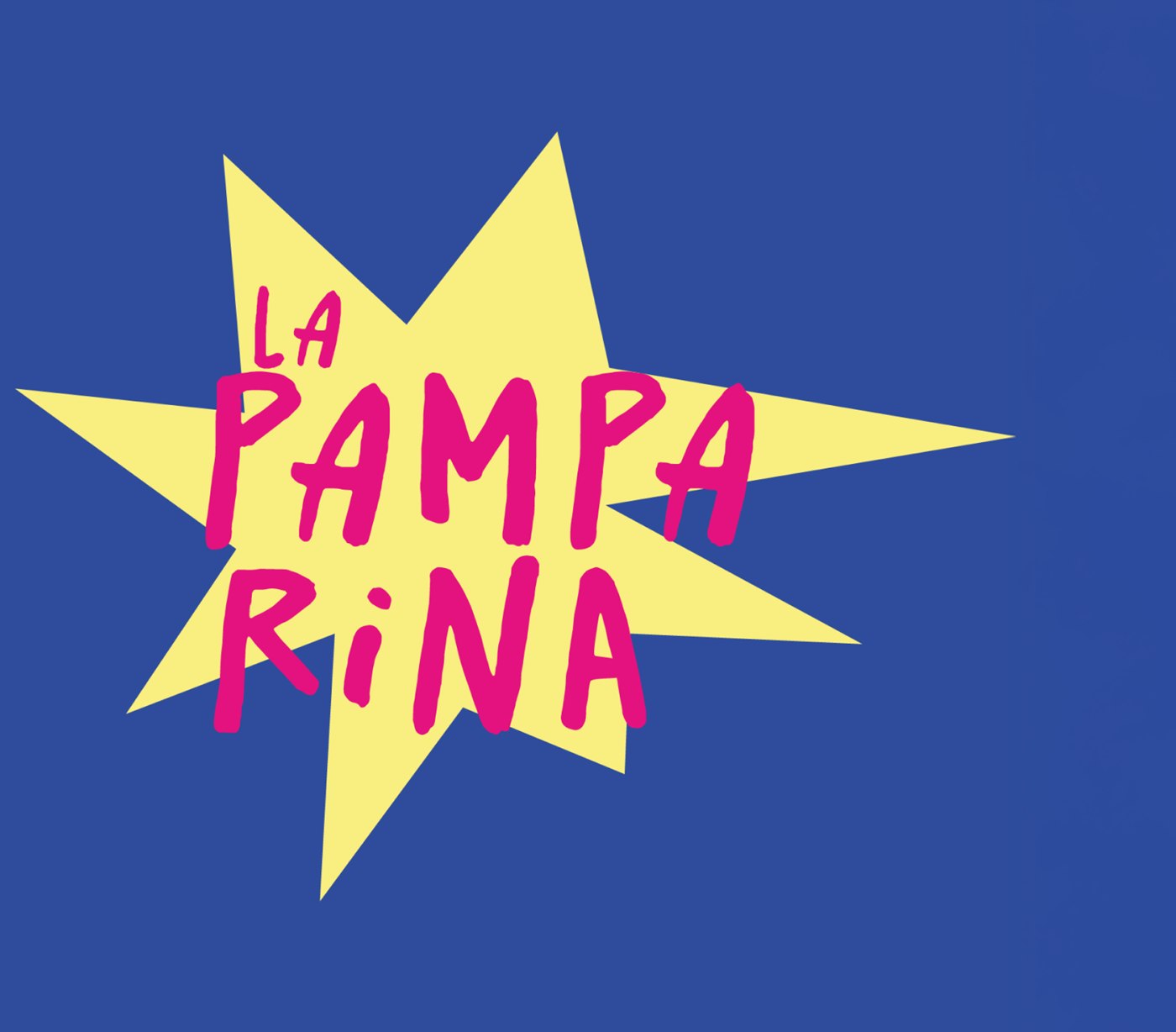 Logo La Pamparina rose et jaune sur fond bleu